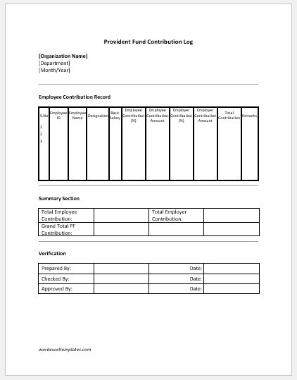 Provident Fund Contribution Log