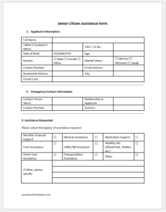 Financial and Assistance Benefits Form Templates | Download