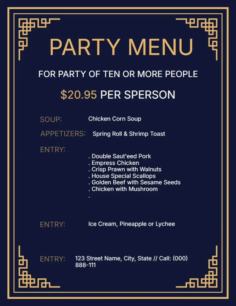 Halloween Party Menu Sheet -Editor