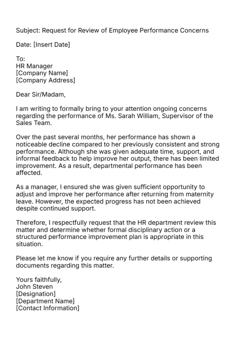 Request Letter for Disciplinary Action -Editor