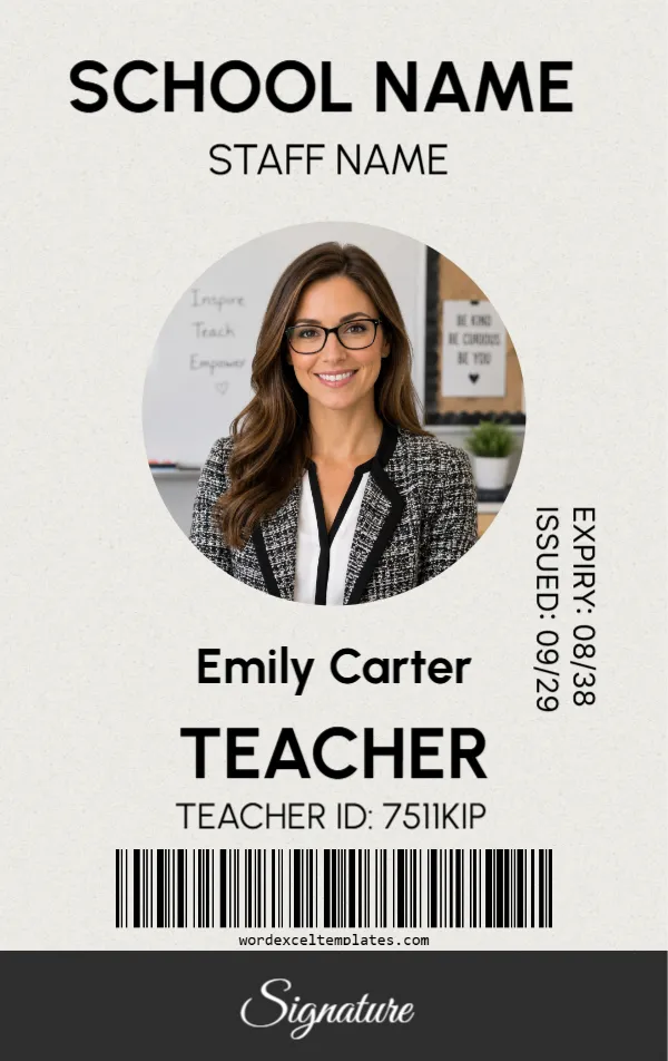 School Staff ID Card Template