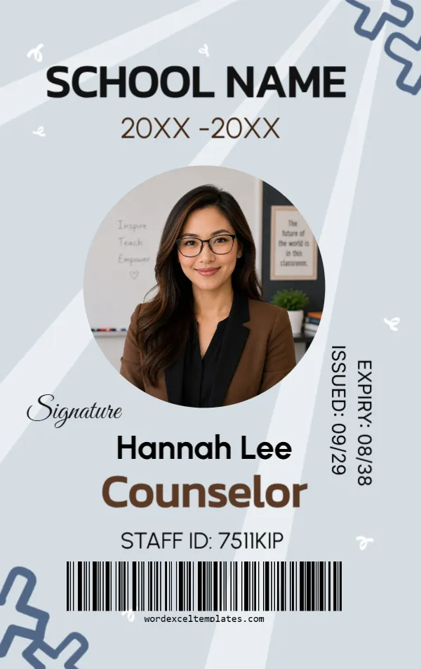 School Staff ID Card Template
