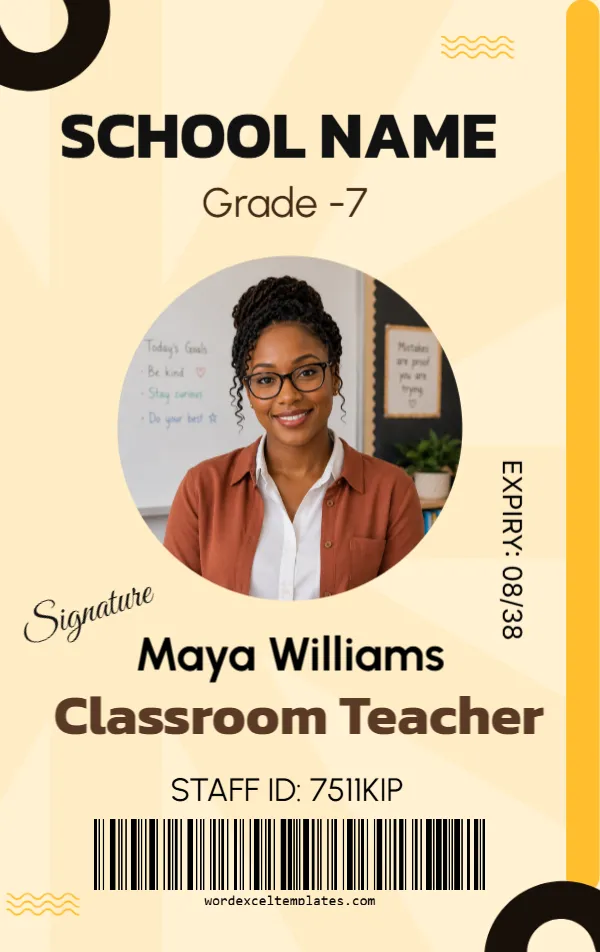 School Staff ID Card Template