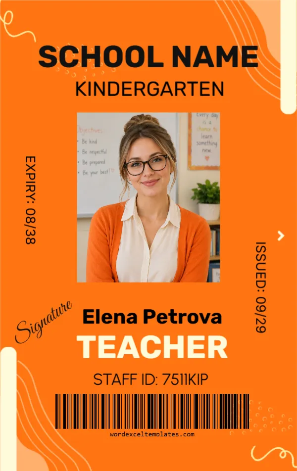 School Staff ID Card Template