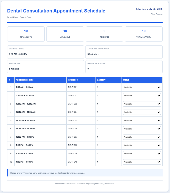 Appointment Slot Generator