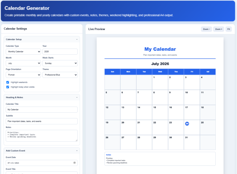 Calendar Generator
