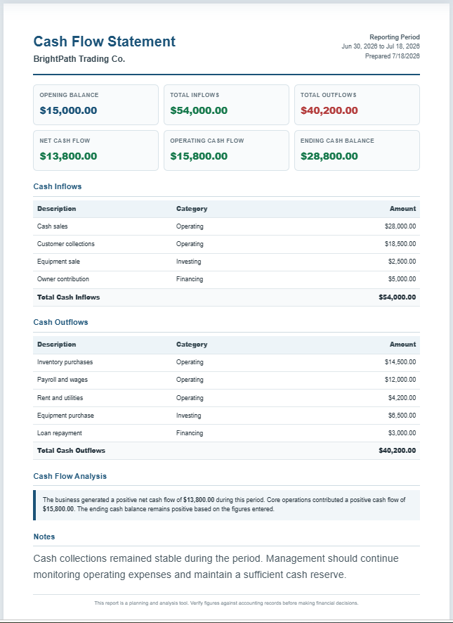 Cash Flow Calculator