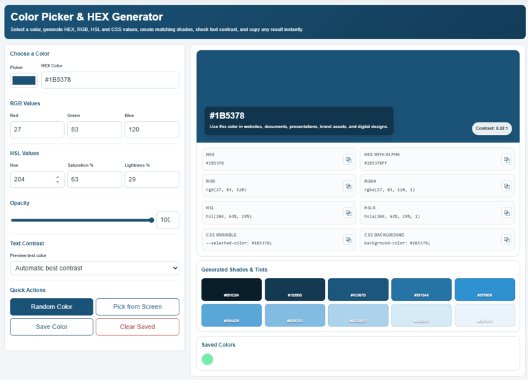 Color Picker & HEX Generator
