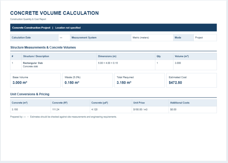 Concrete Volume Calculator