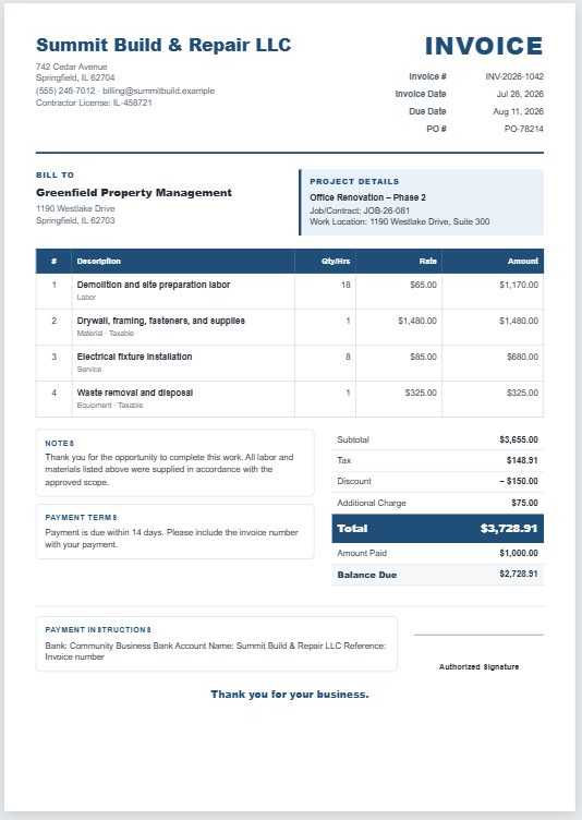 Contractor Invoice Generator