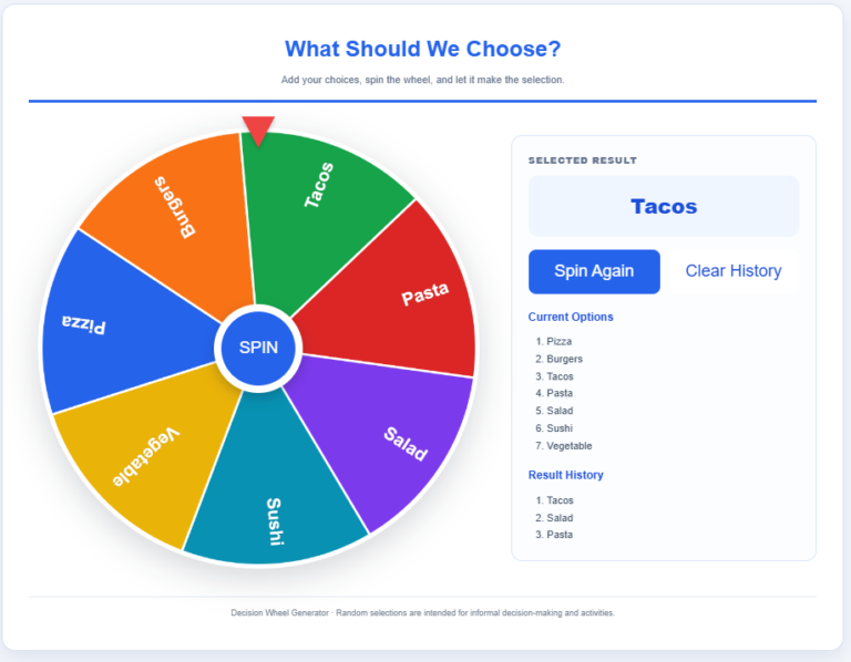 Decision Wheel Generator