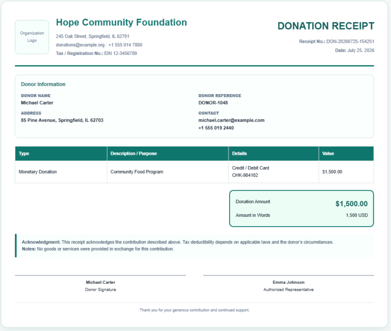 Donation Receipt Generator