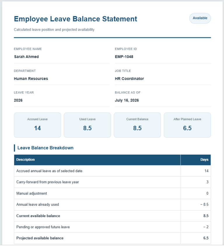 Employee Leave Balance Calculator