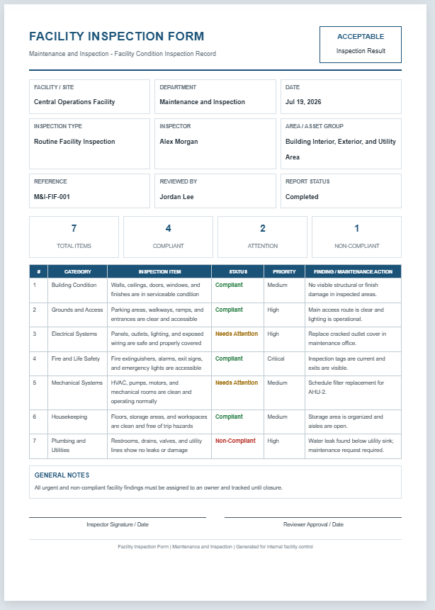 Facility Inspection Form
