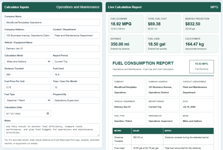 Fuel Consumption Calculator