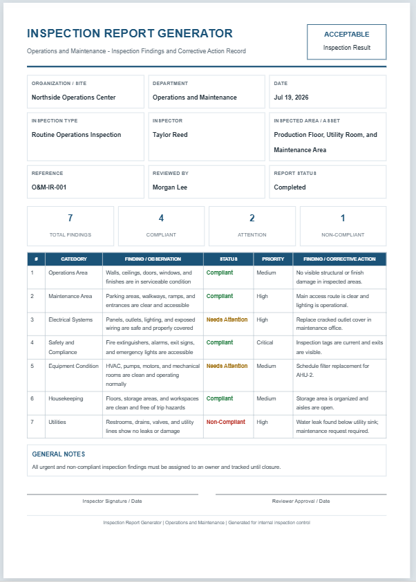 Inspection Report Generator