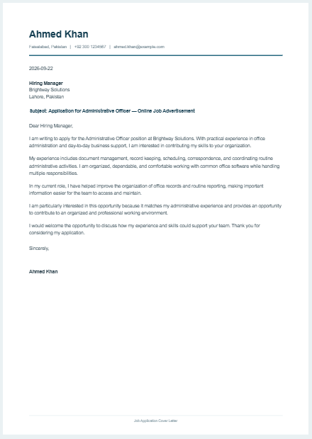 Job Application Cover Letter Generator