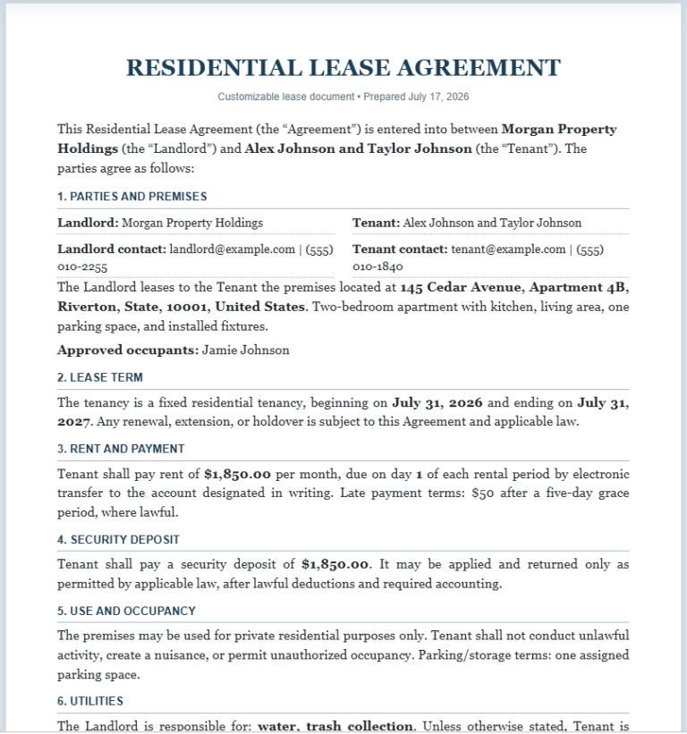 Leave Agreement Generator
