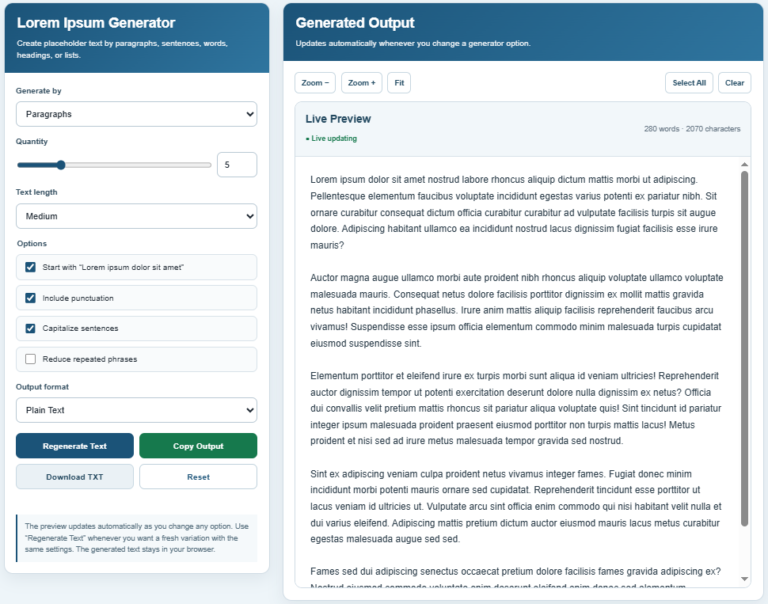Lorem Ipsum Generator