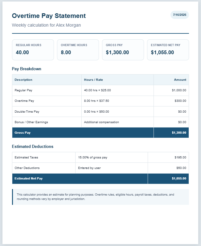 Overtime Payment Calculator