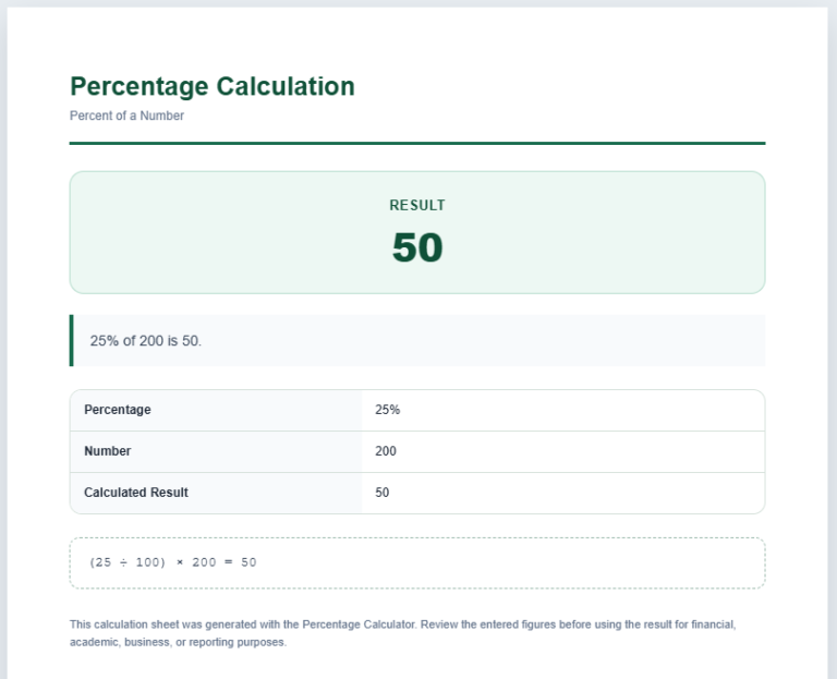 Percentage Calculator Template