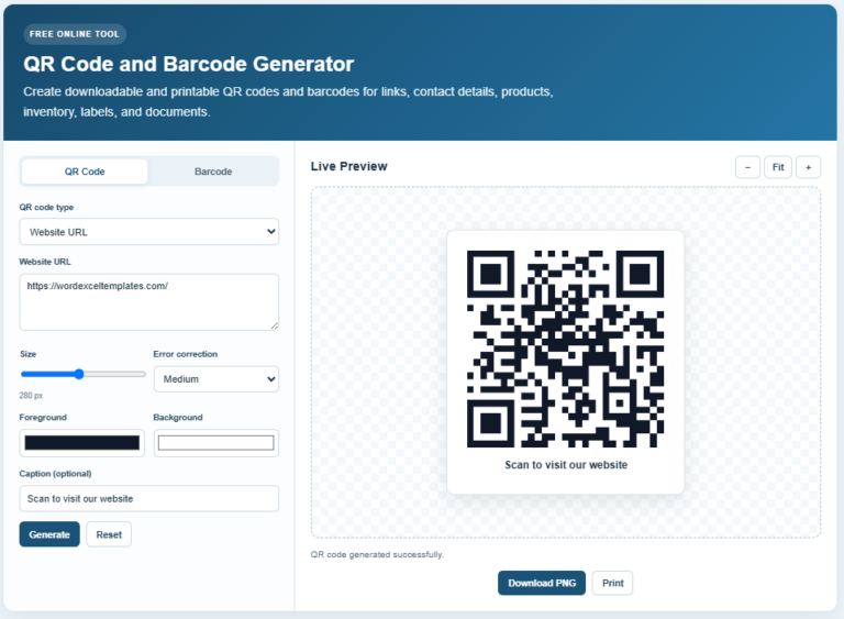 QR Code and Barcode Generator