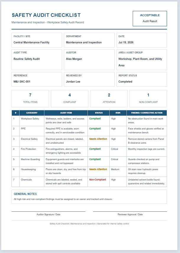 Safety Audit Checklist