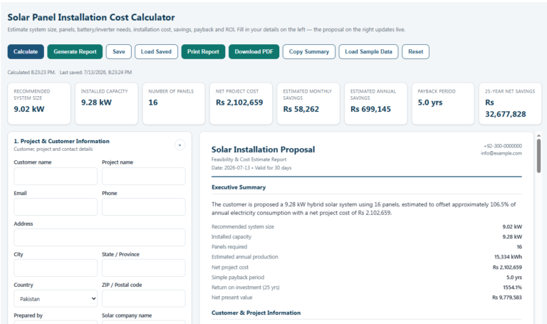 Solar Panel Installation Cost Calculator
