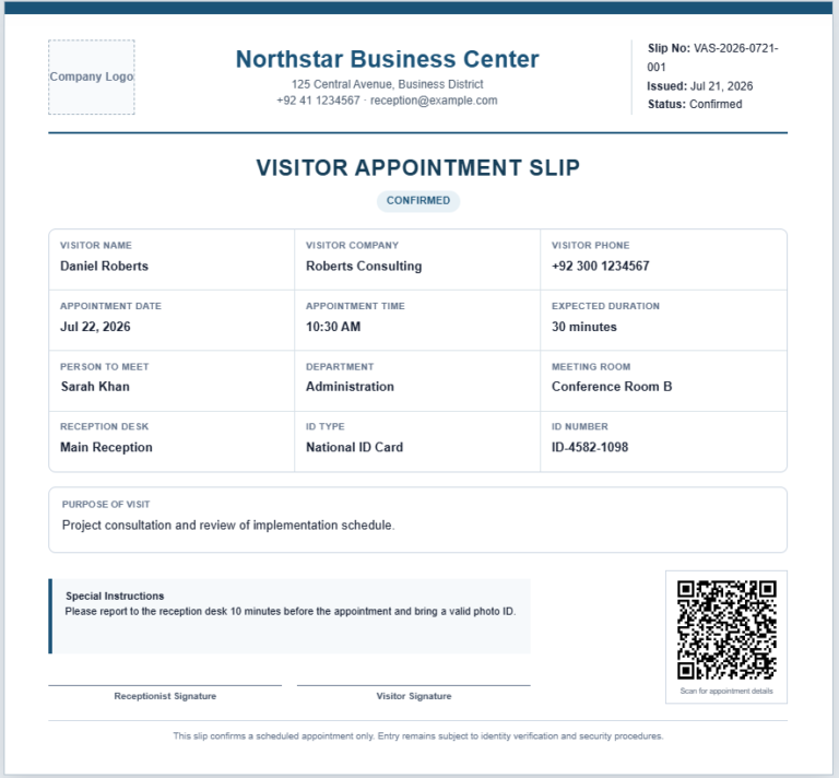 Visitor Appointment Slip Generator
