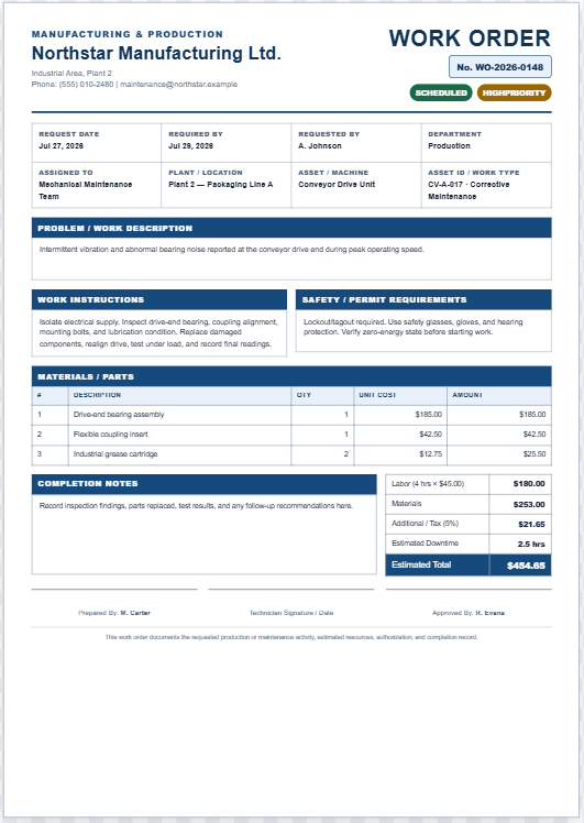 Work Order Generator