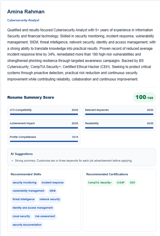 AI Resume Summary Generator