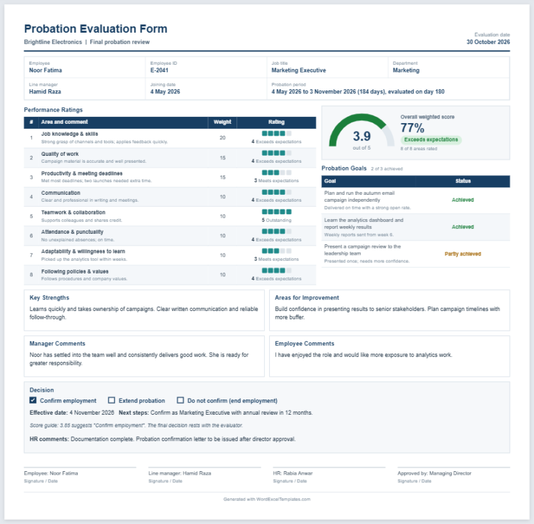 Employee Probation Evaluation Generator