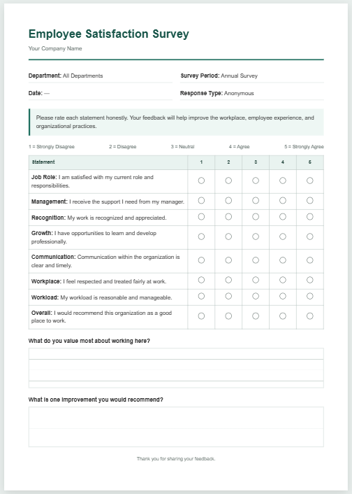 Employee Satisfaction Survey Generator