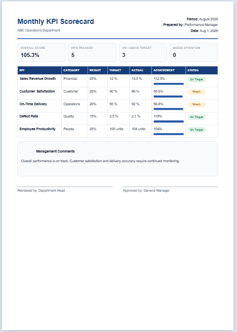 KPI Scorecard Generator