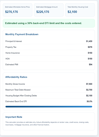 Mortgage Affordability Calculator