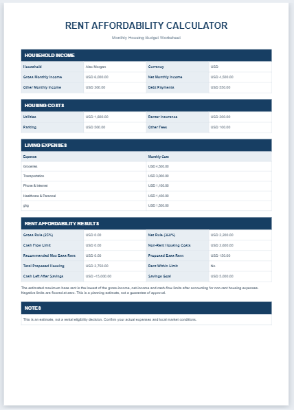 Rent Affordability Calculator