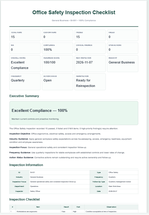 Safety Inspection Checklist Generator